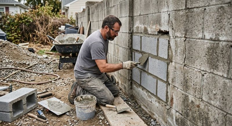 Cinder Block Wall Repair in Linden, MI